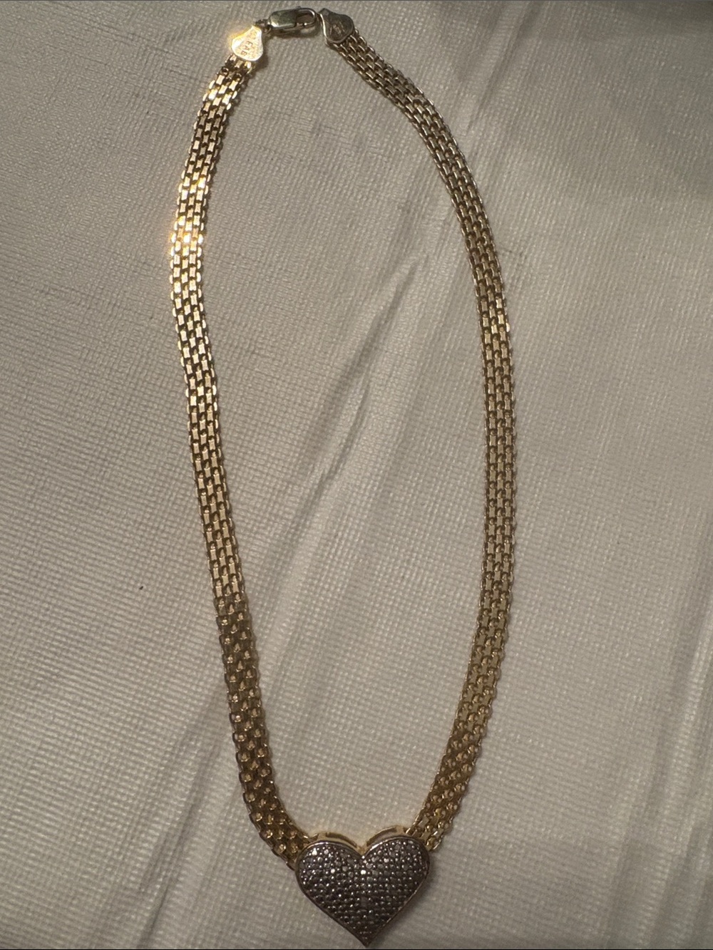 Unique 925 Silver & Gold Heart PuffyPendant Chain Choker Necklace